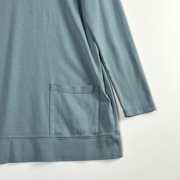 J Jill Long Sleeve Perfect Pima Turtleneck Tunic Pockets Blue Womens Medium - Picture 5 of 12